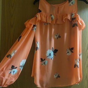 Coral floral blouse